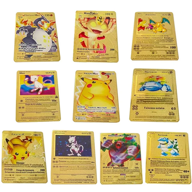 10ピース セットフランス語版ポケモンピカチュウリザードンdracaufeu Venusaur Vmaxゴールドカードバトルアラカルト取引ゲームコレクション玩具 Aliexpress おもちゃ ホビー