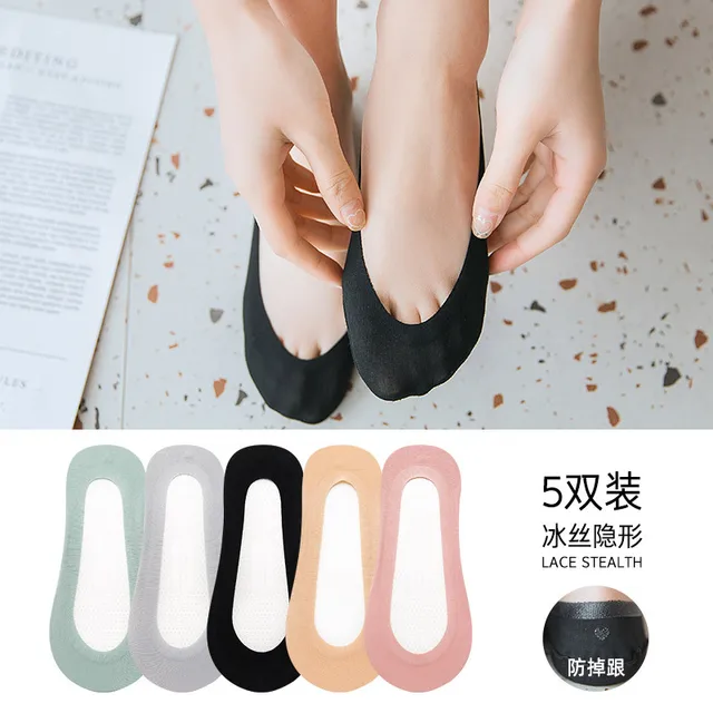 lace socks Invisible Women's summer Anti-slip Short Cotton cute 5 pairs fashion Ankle woman 2021 trends sexy transparent socks 19