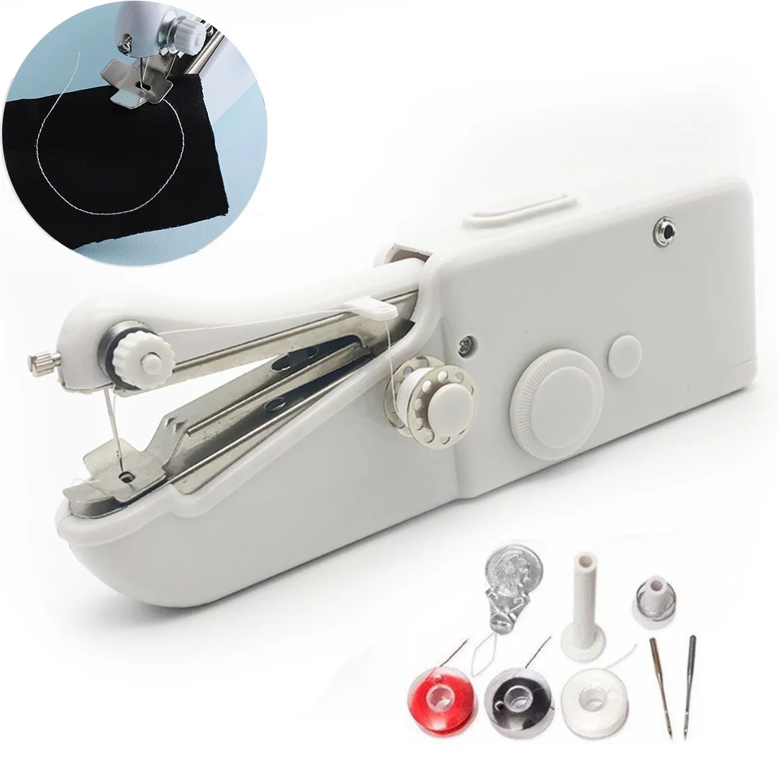 Portable Household Mini DIY Handheld Sewing Machine Quick Stitch Sew Needlework Cordless Clothes Fabrics Sewing Machine