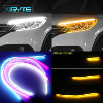 

2X 60cm 12V Turn Signal Light Flexible Silicon Car LED Strip Lights Daytime Running Light Tube AUTO DRL Blue/White /Yellow /Red