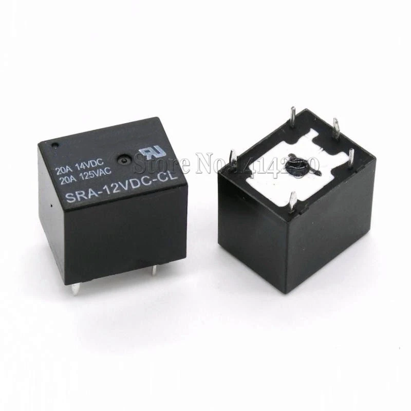 10pcs 12v 20a Dc Power Relay Sra 12vdc Cl 5pin Pcb Type In Stock Black