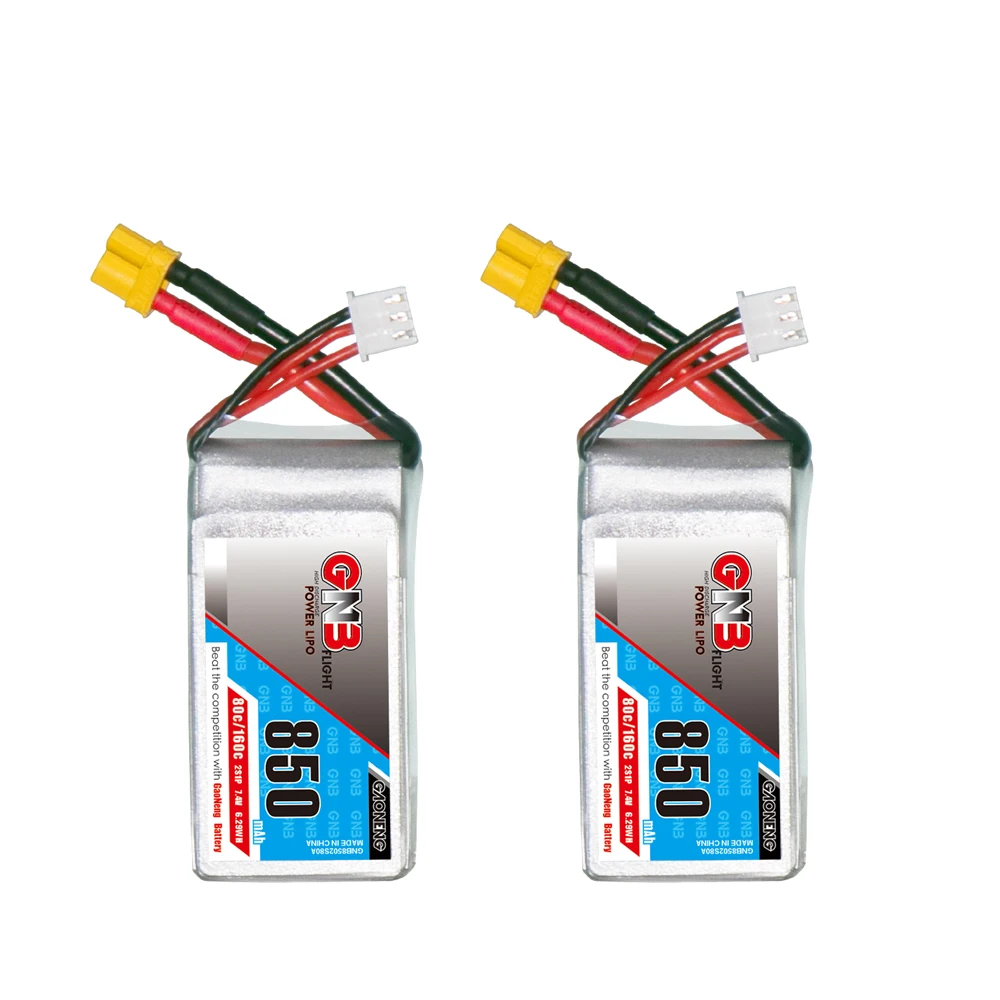 2PCS GaoNeng 850mAh 2S 7.4V 80C Lipo Battery With XT30 Plug For FPV Racing Drone RC Quadcopter Helicopter Toy Parts | Игрушки и хобби