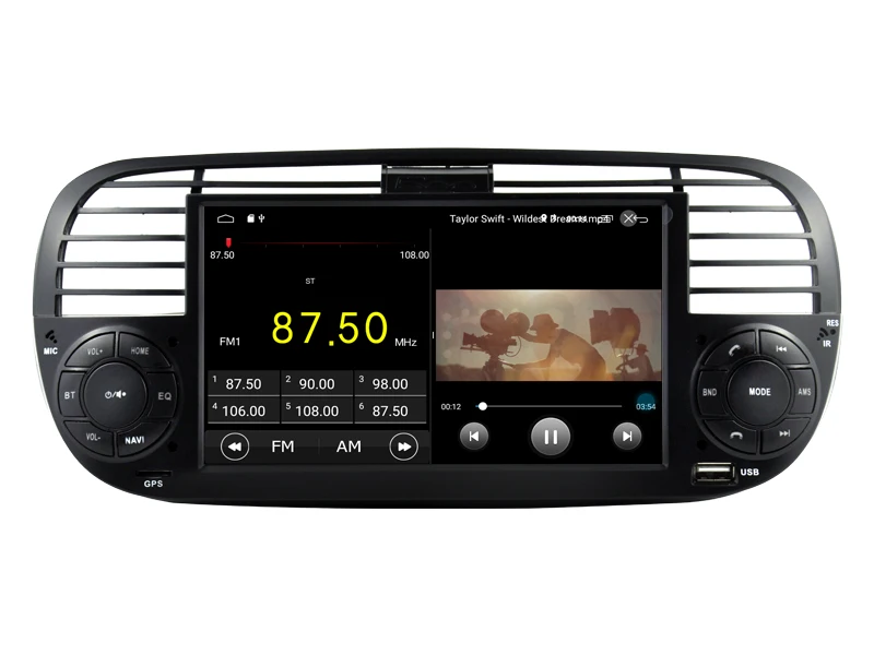 Clearance OTOJETA Car GPS Android 9.1 Bluetooth Quad Core Car Dvd media Player FOR FIAT 500 Vehicle Radio Multimedia Black Panel 10