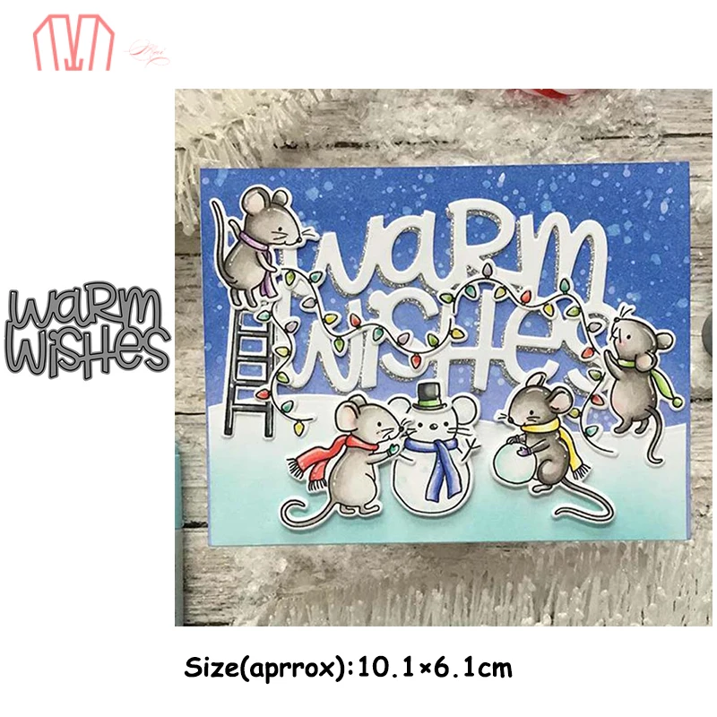 Mai Christmas Warm Wishes Letter Metal Cutting Dies Stencils for DIY Scrapbooking photo album Decorative Embossing Paper Cards | Дом и сад