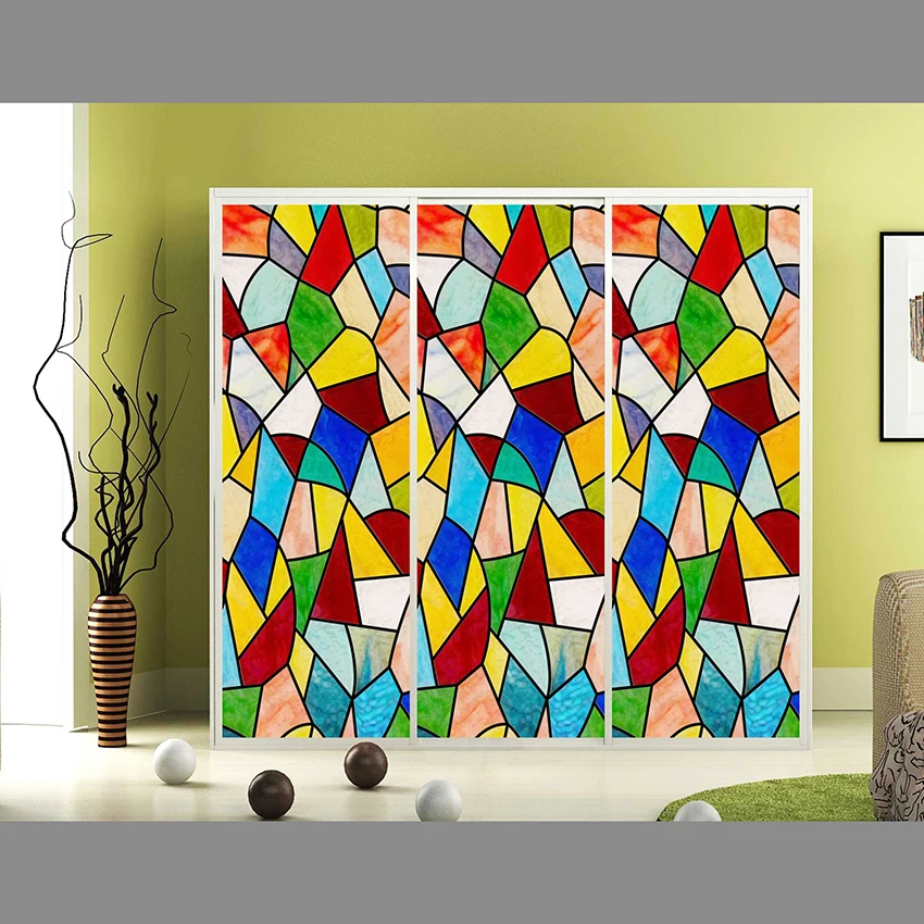 Индивидуальный размер стеклянная пленка статическая цепляться абстрактный Цвет Камень павлин шаблон Личная Защита прочный многоразовый 50 см x 100 см