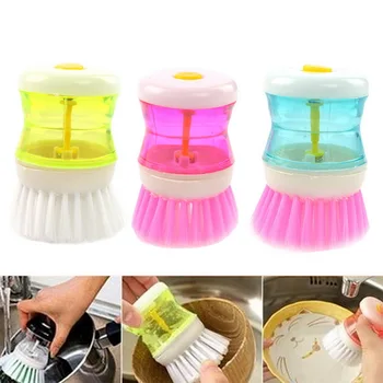 

Kitchen Brush Utensils Cleaner Press Type Non-stick Oil Automatic Hydraulic Dishwashing Decontamination Brush Pot Artifact