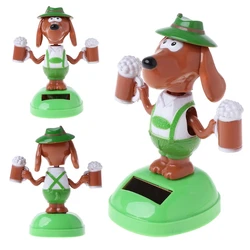 Solar powered dança bobble cabeça cerveja cão brinquedo educativo carro ornamento brinquedo crianças
