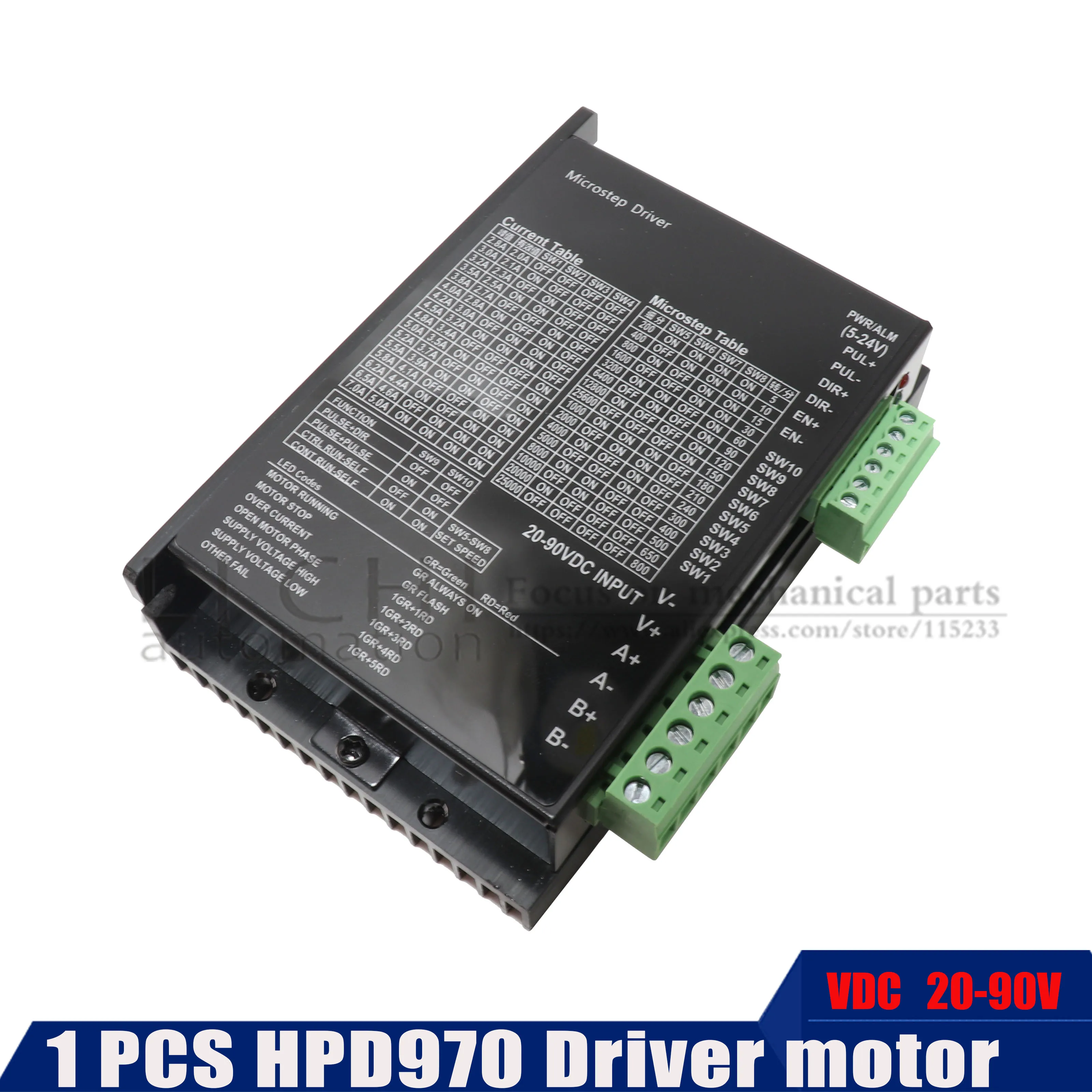 Драйвер шагового двигателя HPD970 Nema 23 Nema 34 Nema17 2.8A DC20-90V 1 Ось шаговый двигатель ЧПУ гравировка