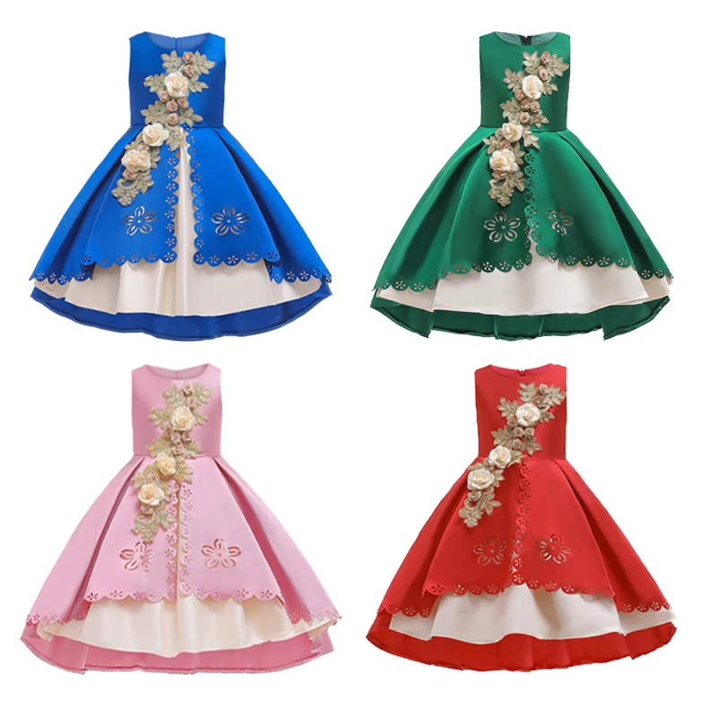 Детское Новогоднее платье принцессы для девочек; Цветочная вышивка; фатиновое платье для свадьбы, дня рождения, вечеринки; детское вечернее платье для выпускного вечера
