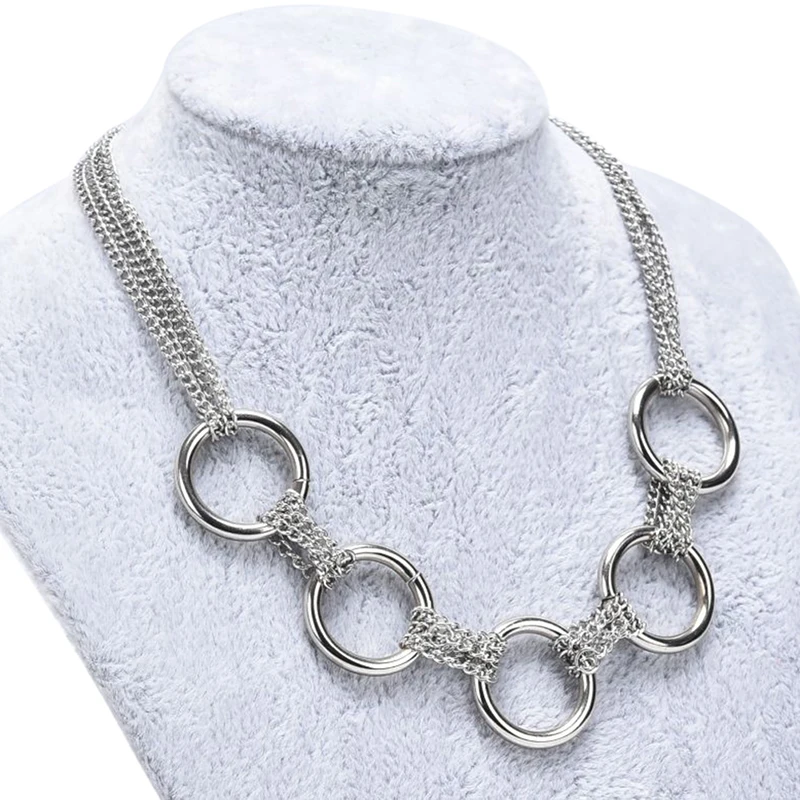 for Women Neck Collar Statement Necklace Jewelry 4 Styles Punk Style Zinc Alloy Chain Link Iron Circles Choker | Украшения и