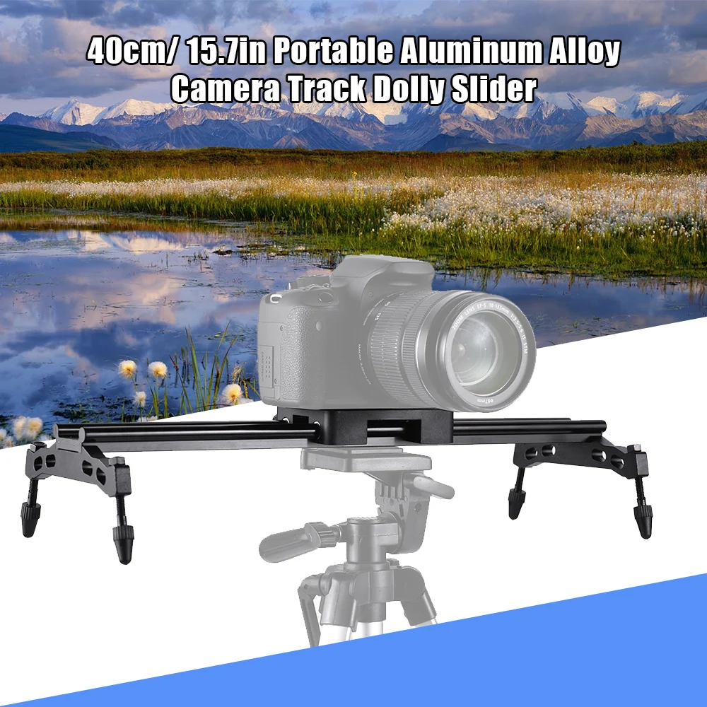 Andoer 40cm/15.7in Camera Track Dolly Slider Stabilizer Rail System+ Video Tripod Ball Head w/Handle for Nikon DV Film Making