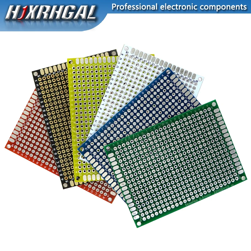 6 шт./партия PCB двухсторонняя печатная плата Универсальный макет 5*7 мм 5x7 мм красный белый синий зеленый черный желтый каждый цвет 1 шт