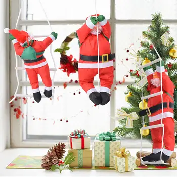 

60CM Climbing Rope Ladder Santa Claus Christmas Decorations Outdoor Santa Claus Doll Pendant