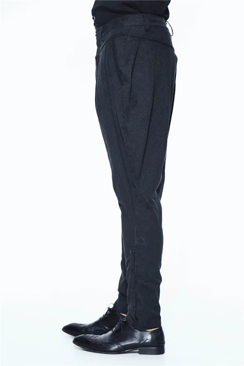 Devil Fashion Men Steampunk Retro Harem Pants High Waisted Slim Causal Long Trousers Formal Party Long Pants