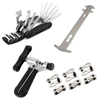 

SHGO HOT-Bike Repair Tool Kits, Bicycle Chain Tool Set,Portable,Universal Chain Splitter,Chain Wear Indicator,16 in 1 Multifunct