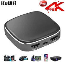 KuWfi Тип C захват видео, 4K60fps захват игры и видео HDMI устройство захвата, поток Live, для Xbox, PS4, переключатель, DSLR, видеокамеры