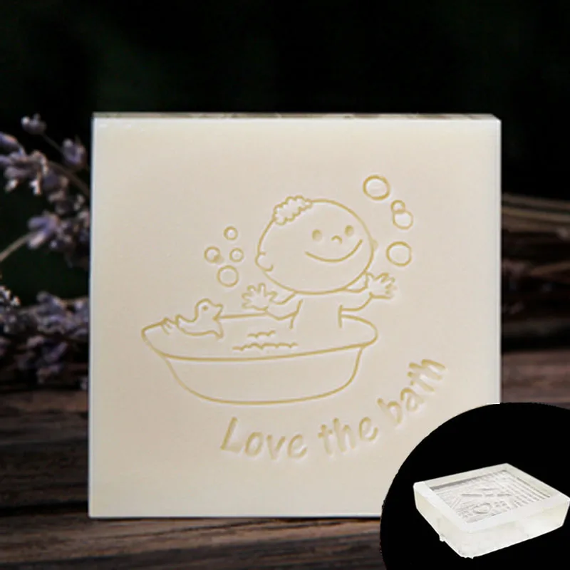 Handmade Soap Stamp, Acrylic DIY Seal, Organic Natural Soap Making Tools, Love the Bath Baby, Patern Chapters