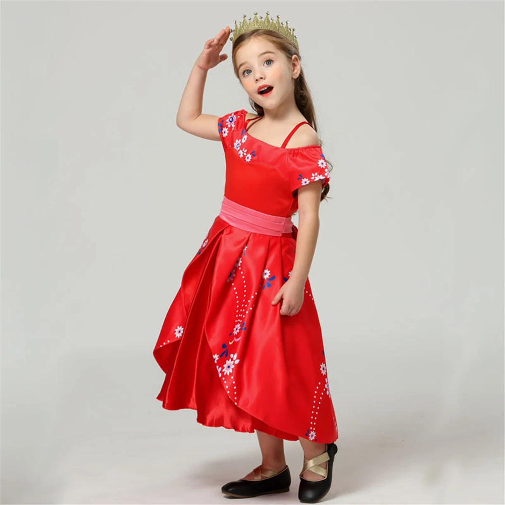 Elena/красное бальное платье из авалора, костюм принцессы для детей, длинное платье с круглым вырезом для девочек, праздничная одежда платье без рукавов для девочек
