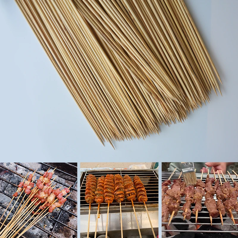 30CM 100Pcs/Package Bamboo Wood BBQ Skewer Food Bamboo Meat Tool Barbecue Outdoor Camping Party Disposable Long Stick Restaurant