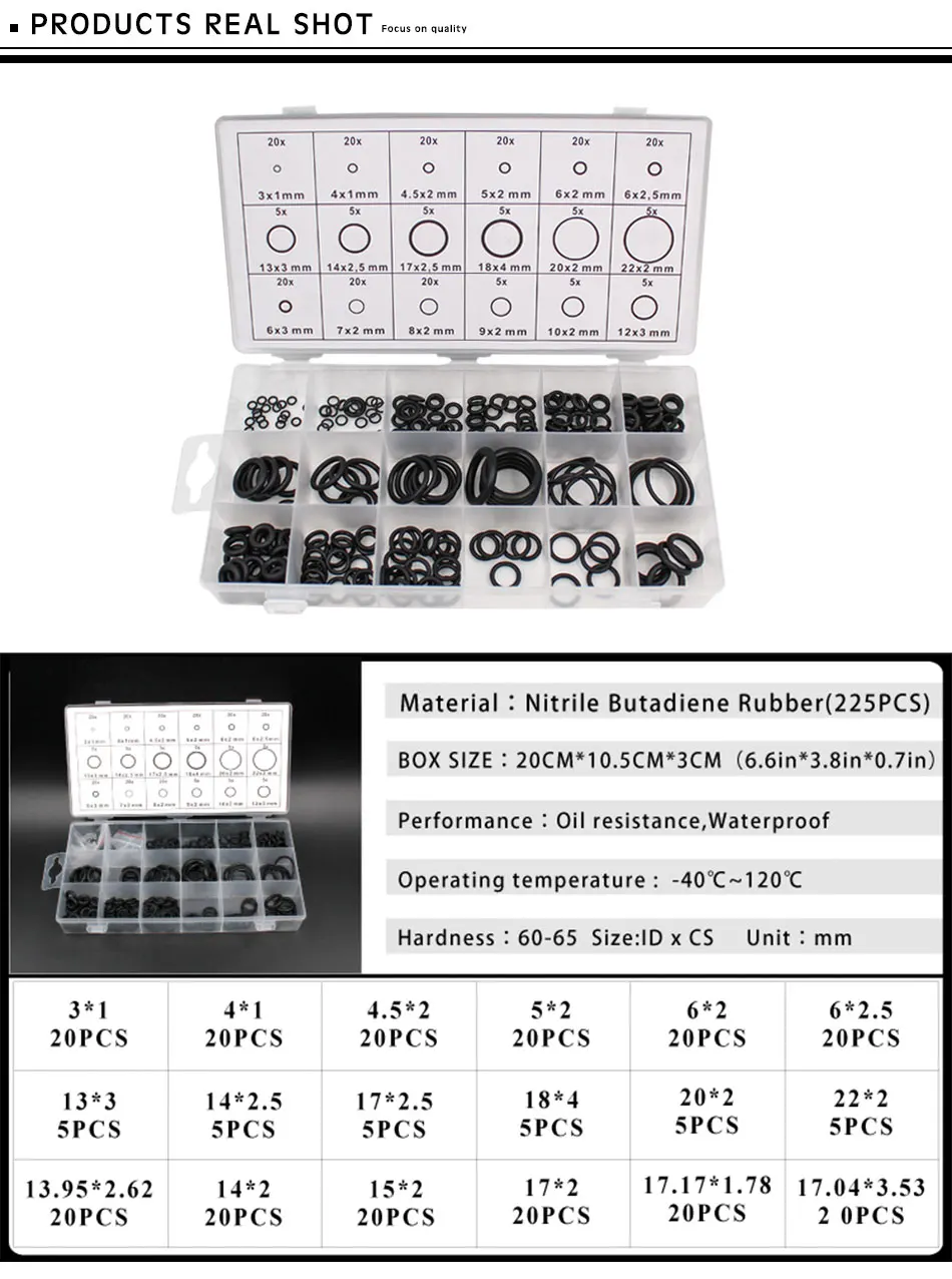 Уплотнительные кольца резиновые/силиконовые уплотнительные кольца VMQ NBR FKM уплотнительные кольца нитриловая шайба резиновый набор швартовки ассортимент набор коробка кольцо