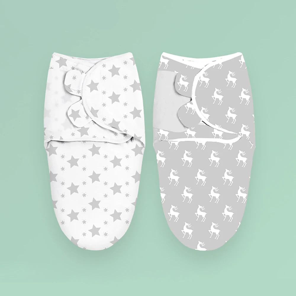 2Pcs Baby Swaddle 0-6 Months Sleeping Bag Newborn Baby Wrap Anti-Startle Cocoon Design 100%Cotton Baby Blanket 0.5Tog best Bedding Bedding