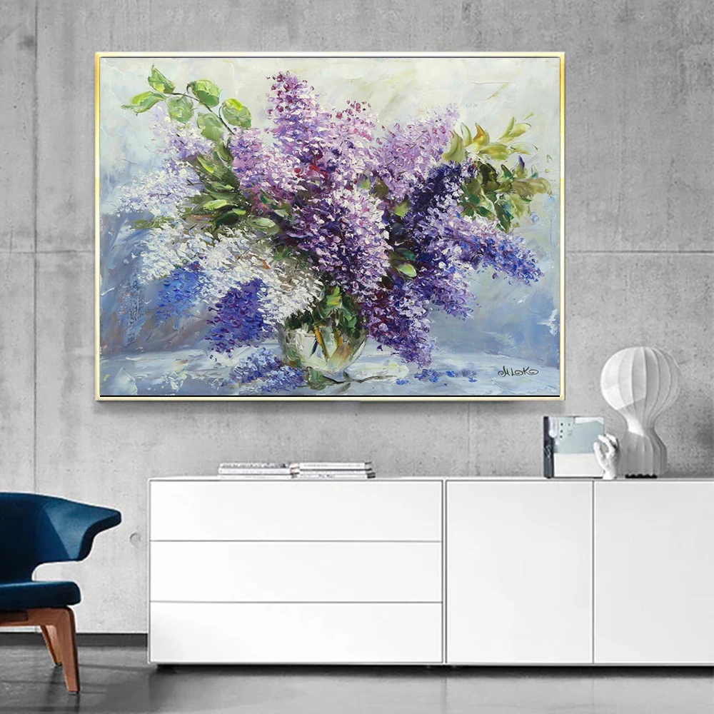 

Thick Texture Oil Painting Handmade Flowers Wall Art Pictures Modern Canvas Art Living Room Bedroom Decoration Flower Paintings