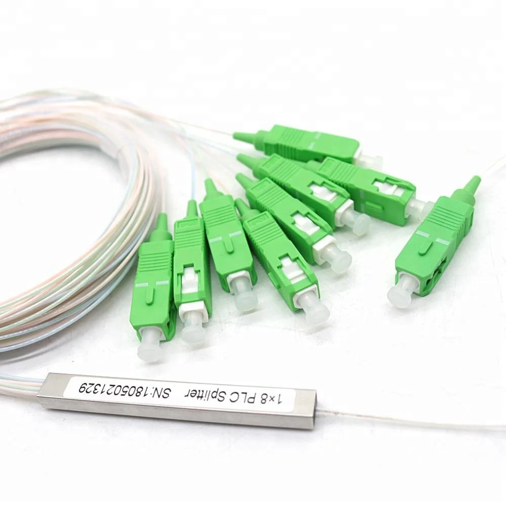

Free Shipping SC/APC 1X8 FTTH Fiber Optic SplitterFBT Optical Coupler 1X8 SC Singlemode Steel Pipe plc optical splitter