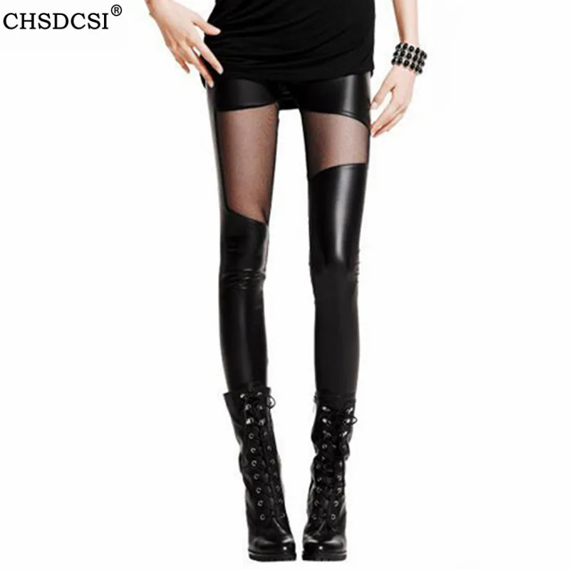 Сексуальные леггинсы CHSDCSI женские черные облегающие брюки прозрачные в стиле