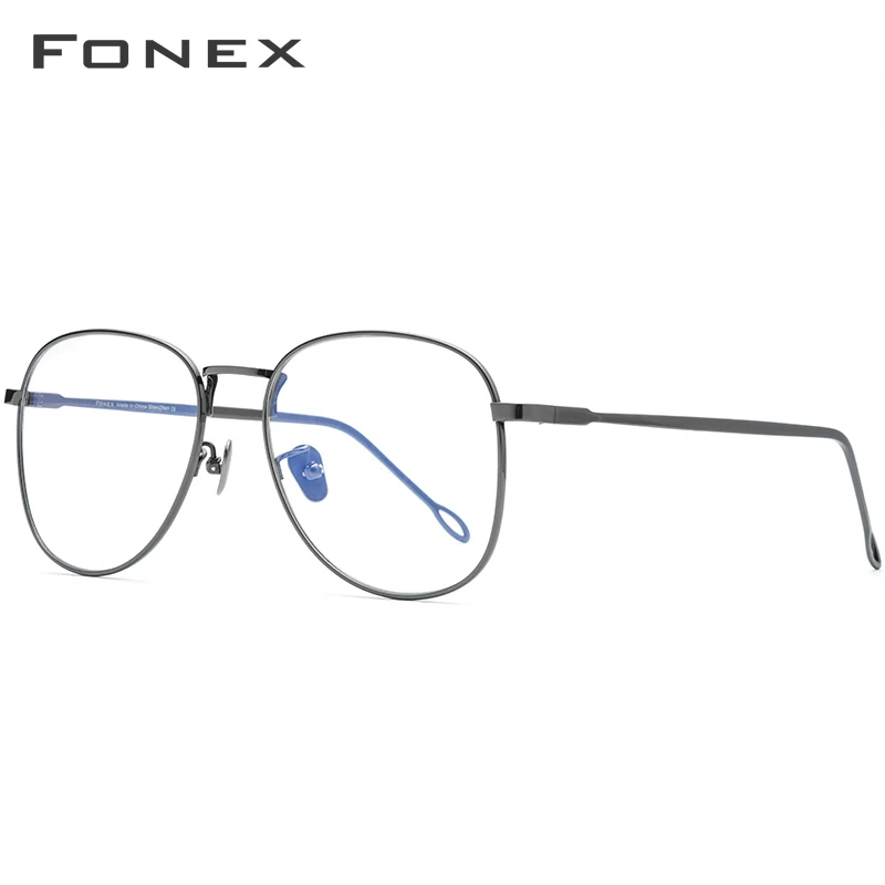 FONEX, оправа для очков из чистого титана, для женщин, Ретро стиль, большие, близорукость, оптические, по рецепту, очки для глаз, для мужчин, новинка, большие очки, 8516 - Цвет оправы: Серый