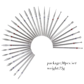 

30pc Diamond Nail Drill Bit Set Milll Cutter Nail Remover Tool Rotary Electric Manicure Machine Drill Burr Clean