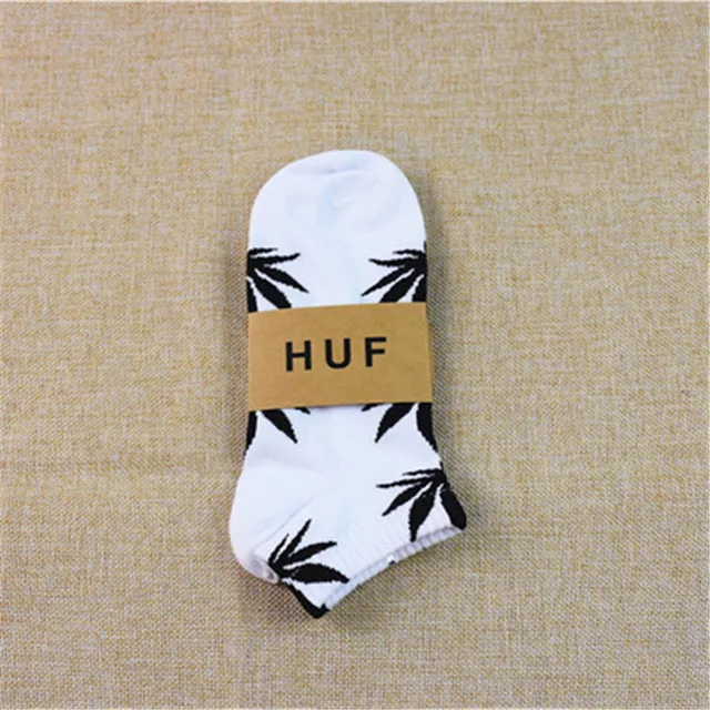 15 Cool Bamboo Summer Women Men's Funny Ankle Socks Hemp Meias Long Happy Maple Leaf sokken Cotton Weed Grass White Black Socken - Цвет: 15