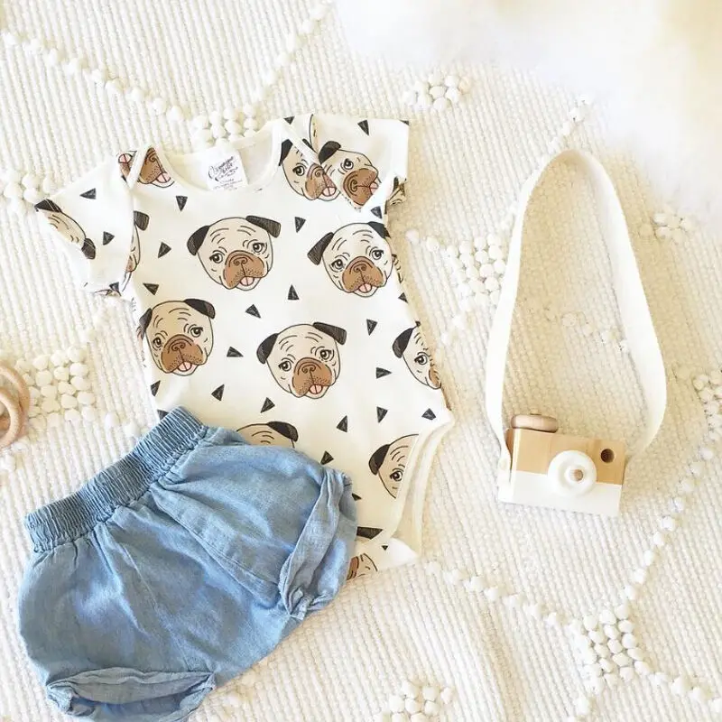 Emmababy Пёс из мультфильма гимнастический купальник, сплошной комплект для новорожденных детей, для маленьких мальчиков и девочек, хлопок, короткий рукав, верхняя одежда, спортивный костюм