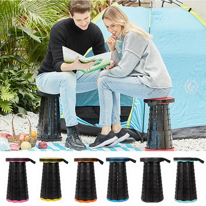 Retractable Stool Folding Chiar Portable Stool Folding Chair Stretching Home Camping Hiking Convenient Fishing Black Mini Chair