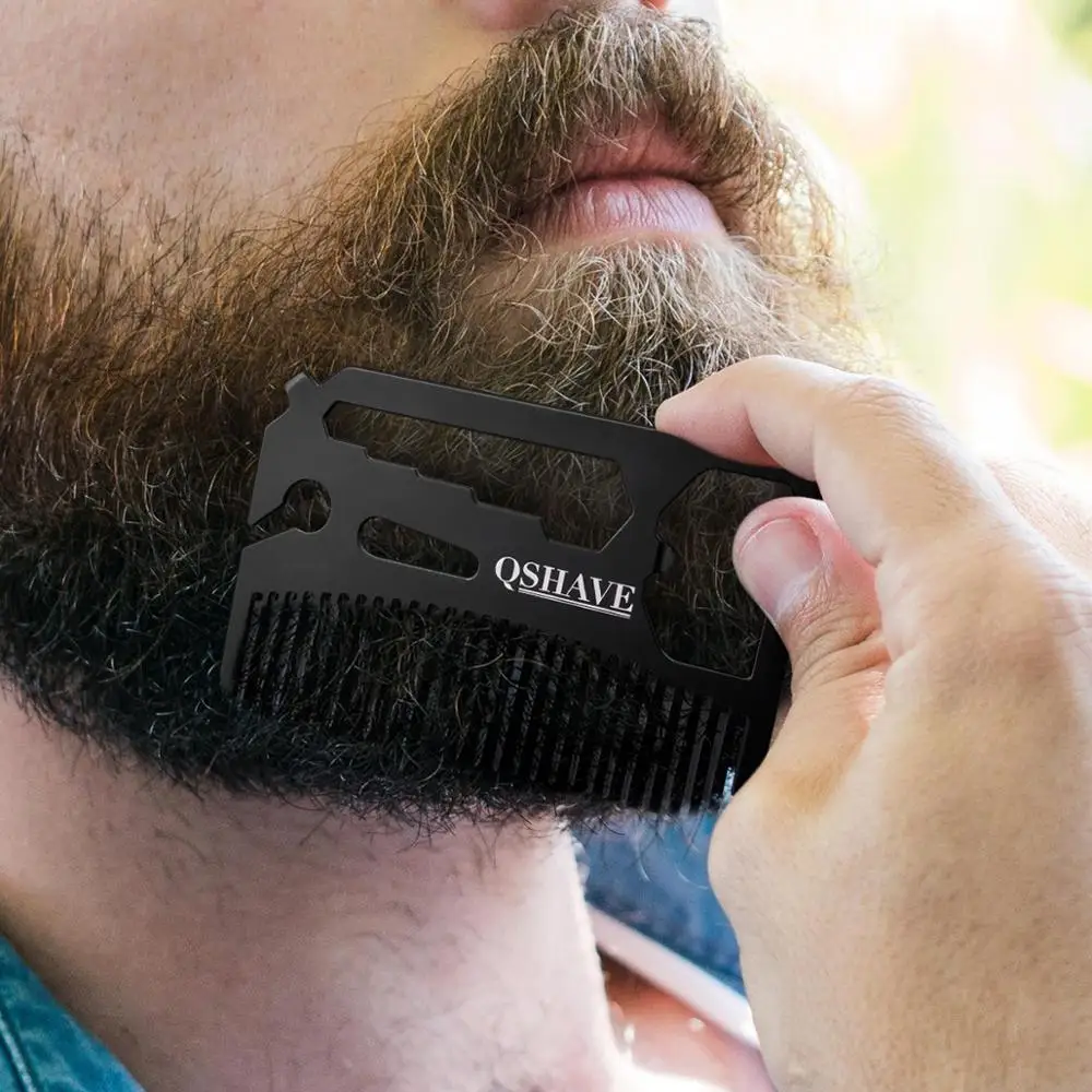 QSHAVE Multifunctional Utility Beard Comb Fits in Your Wallet Comb Bottle Opener Wrench Screw Driver Knife 1 QSHAVE Multifunctional Utility Beard Comb Fits in Your Wallet Comb Bottle Opener Wrench Screw Driver Knife 3