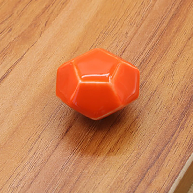 Orange Керамическая ручка с одним отверстием, 2 шт., европейская ручка для шкафа с рисунком черно-белой тыквы, алмазная ручка для ящика JJJRY925 - Цвет: Orange