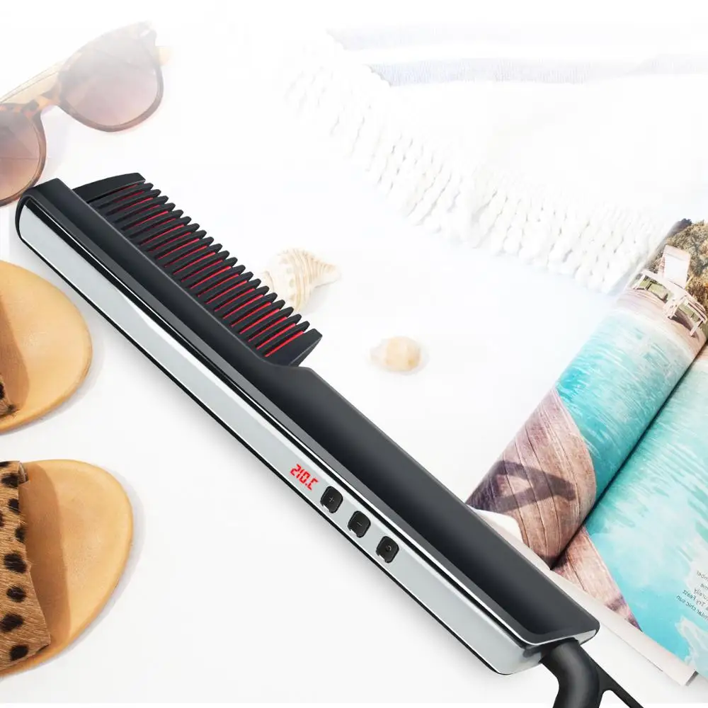 

Negative ion hair straightener with LED display, household electric curling and straightening hair styler, straightening comb