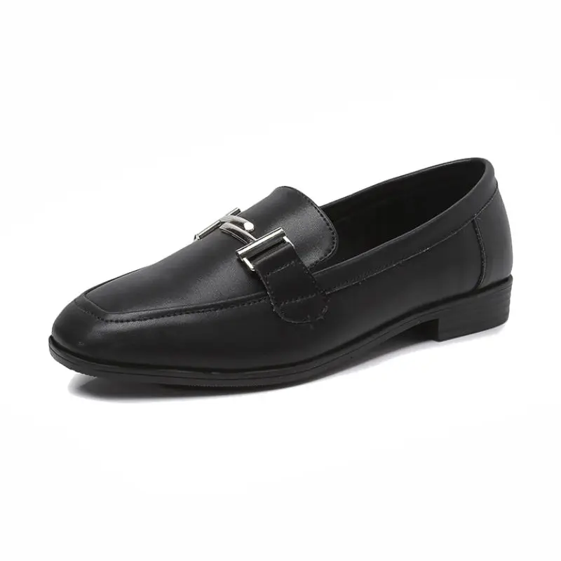 

Ladies Spring Autumn Loafers 2020 PU Leather Loafers Big Size 41 42 43 Sqaure Toe Flat Shoes Women Teenage Girls Black Loafers