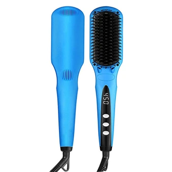 

Enhanced Hair Straightener Brush 2-In-1 Ionic Straightening Brush With Anti-Scald Feature Auto Temperature Lock And Auto-Off Fun
