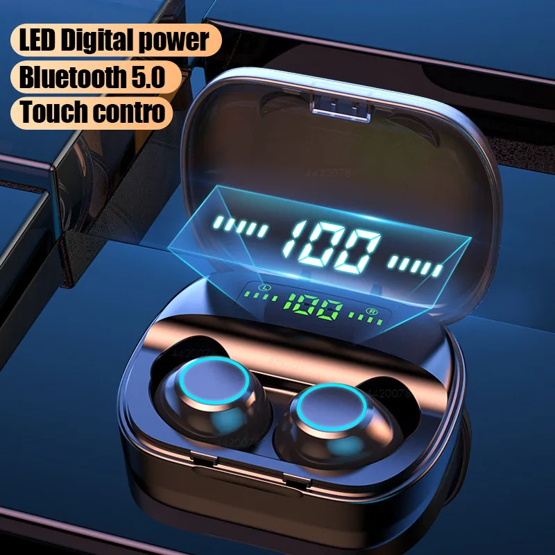 

TWS Bluetooth V5.0 Wireless Headphones Earphones 9D Hifi Bluetooth Earphones IPX7 Waterproof Headsets With 2000mAh Charging Box