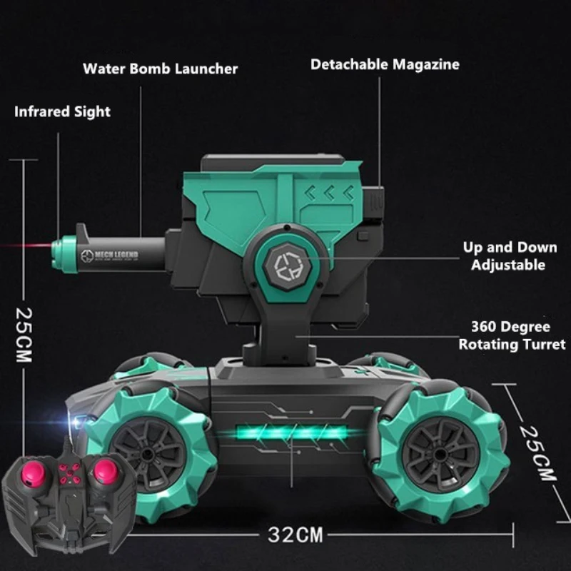 Remote Control Tank 13CH 2.4G Omnidirectional Drift Infrared Aiming Remove Magazine Water Bomb Strong Power MultiPlayer RC Toy 3