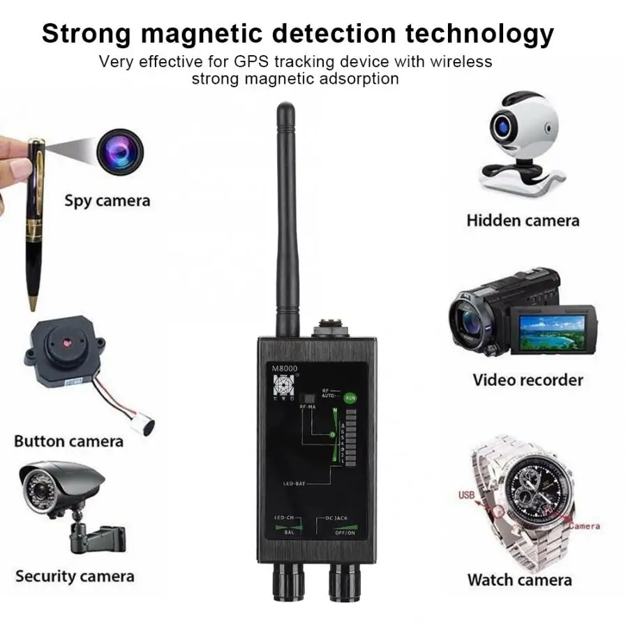 1MHz-12GH M8000 Antitracking Locator Monitor Auto Detector with LED Indicator(US 110-220V