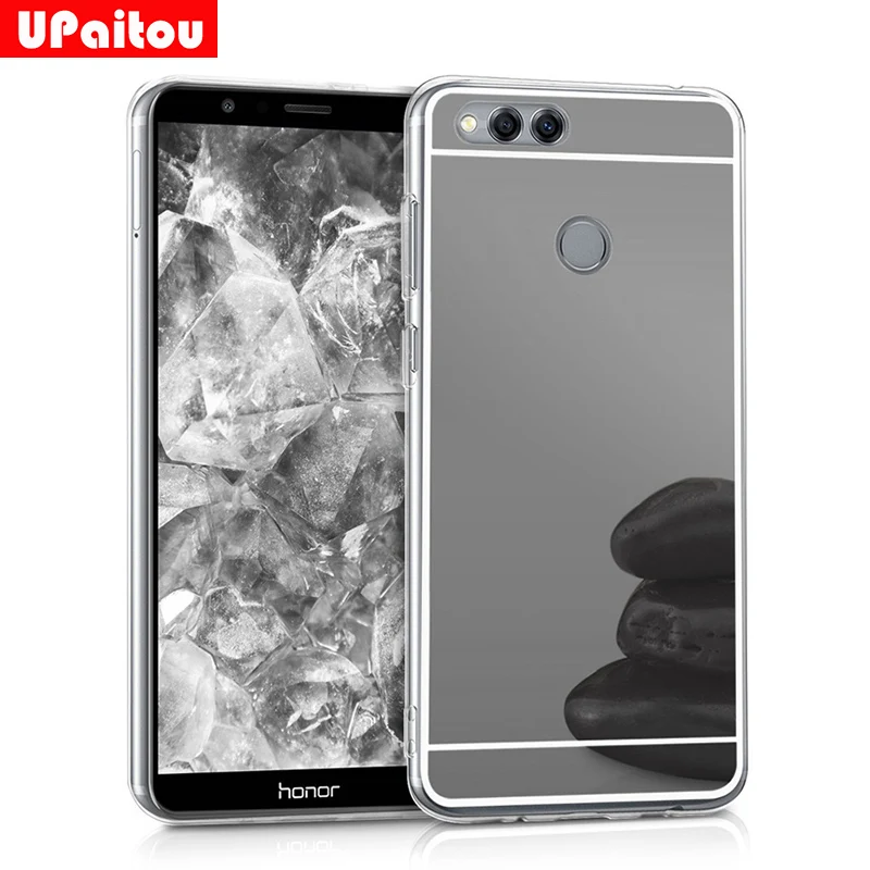 Зеркальный чехол UPaitou для Huawei Honor 7X 7C 7A Pro 7S Mate SE из ТПУ акриловый с мягкой
