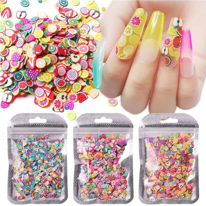 3D Mix Fruit Flower Slices Sticker Slime Polymer Clay DIY Designs Women Nail Art Decoration Nails Tips Manicure Accessories | Красота и