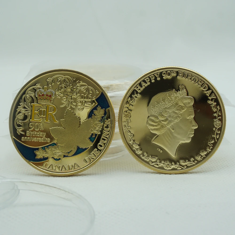 Позолоченные памятные монеты новой королевы 90-го дня рождения 5 шт./лот 1 унция