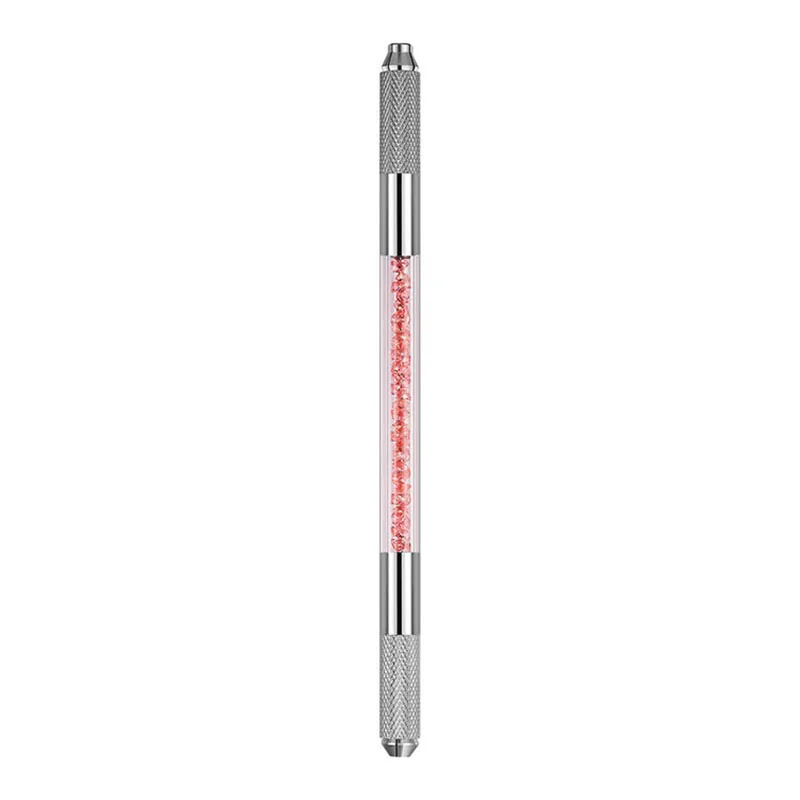 Red Manual Pen 10 шт. ручка для микроблейдинга двуглавый Кристалл акриловая Татуировка ручная ручка Перманентный макияж для 3D бровей губ гибкие круглые иглы - Цвет: Red Manual Pen