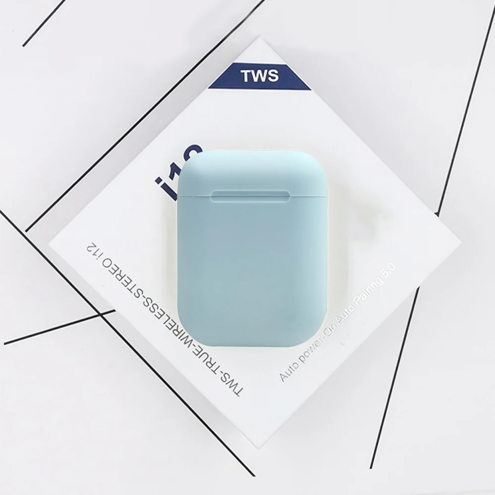 Оригинальные матовые наушники i12 tws, беспроводные наушники Bluetooth 5,0, сенсорная спортивная Гарнитура, стерео бизнес наушники для всех смартфонов - Цвет: i12 E Blue