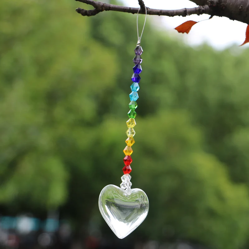 1 шт. Радуга Сердце кристаллы для люстры призмы Радуга Bicone beads чакра Suncatcher украшения дома