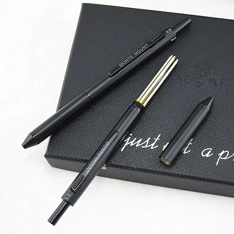 student Metal Multifunction Pen 3+1 includes 3 Colors Ball Pens 0.5mm plus Mechanical Pencil 0.5mm Multicolor for school