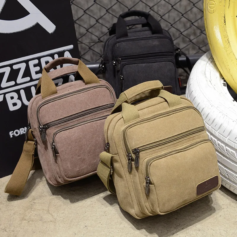 

New Style Korean-style Men Oblique Bag Canvas Multi-functional Hand Casual Retro MEN'S Single-shoulder Bag Fashion Men's Bag