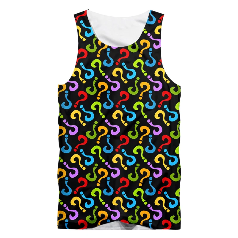 

IFPD EU Size Unisex Tank Top Summer Cool Printed Color Question Mark 3D Singlets Vest For Women/men Hiphop Punk Sleeveless Tops